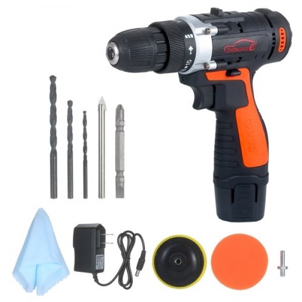 12V Cordless Drill / Driver Kit 1400rpm Variable S...