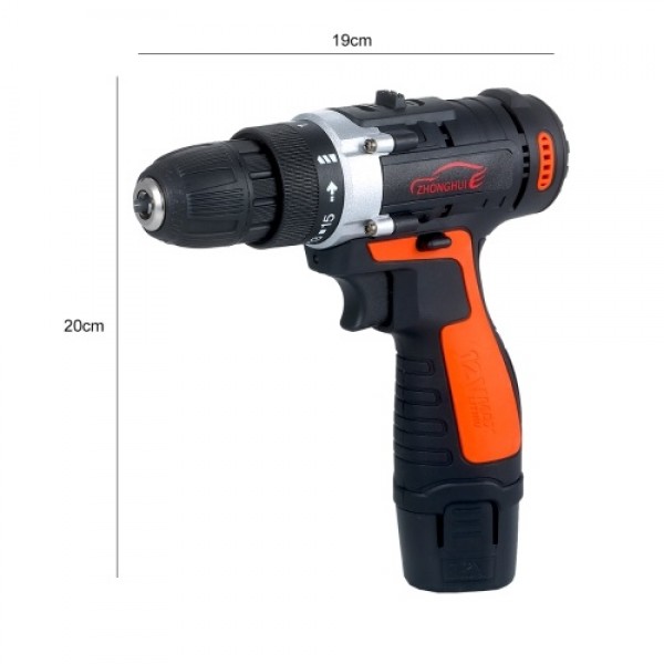 12V Cordless Drill / Driver Kit 1400rpm Variable Speed Polisher Car Buffer Waxer Set with Light Rechargeable Power Screwdriver w
