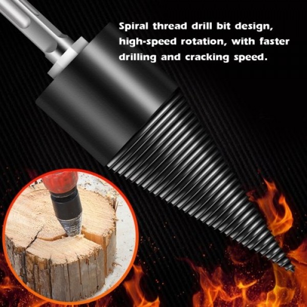 32mm Firewood Chop Drill Bit Wood Splitting Tool Cone Log Splitters Electric Timber Breaking Machine Firewood Chopper Breaker Bi