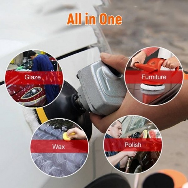 12V Cordless Drill / Driver Kit 1400rpm Variable Speed Polisher Car Buffer Waxer Set with Light Rechargeable Power Screwdriver w