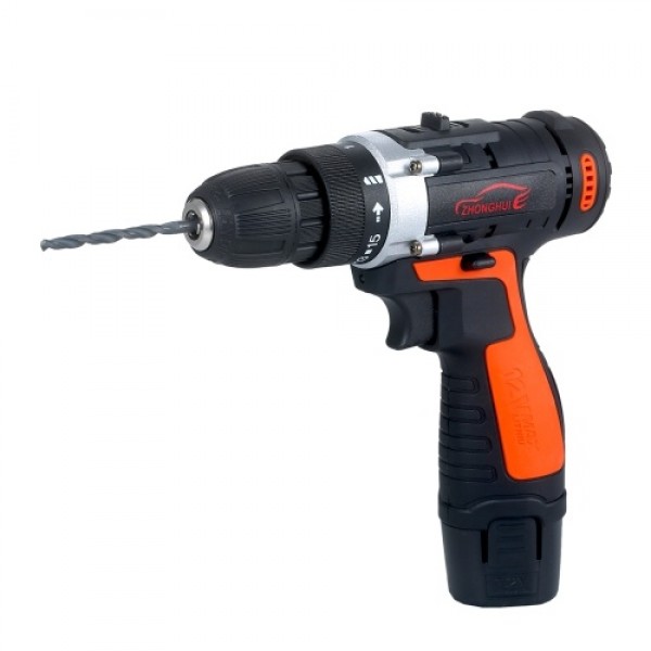 12V Cordless Drill / Driver Kit 1400rpm Variable Speed Polisher Car Buffer Waxer Set with Light Rechargeable Power Screwdriver w