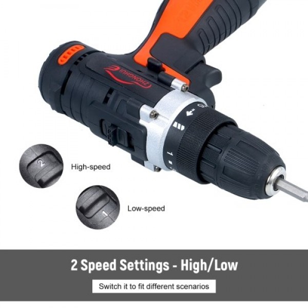 12V Cordless Drill / Driver Kit 1400rpm Variable Speed Polisher Car Buffer Waxer Set with Light Rechargeable Power Screwdriver w