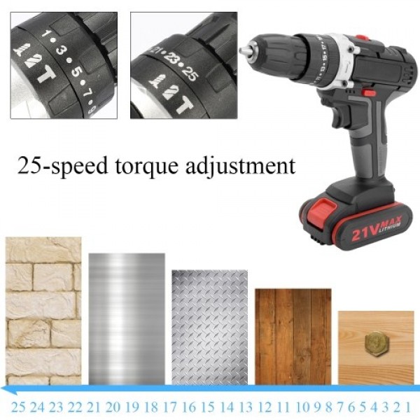 Multifunctional Electric Impact Cordless Drill High-power Lithium Battery Wireless Rechargeable Hand Drills Home DIY Electric Po