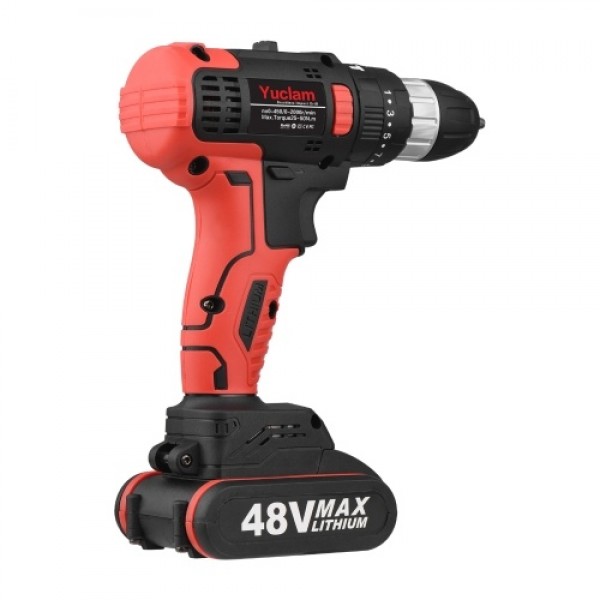 Cordless Screwdriver Yuclam Electric Screwdriver Two-Speed Brushless Impact Drill with LED Light 25 + 1 Torque Flexible Shaft 3/