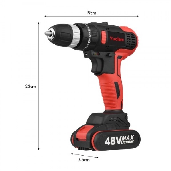 Cordless Screwdriver Yuclam Electric Screwdriver Two-Speed Brushless Impact Drill with LED Light 25 + 1 Torque Flexible Shaft 3/