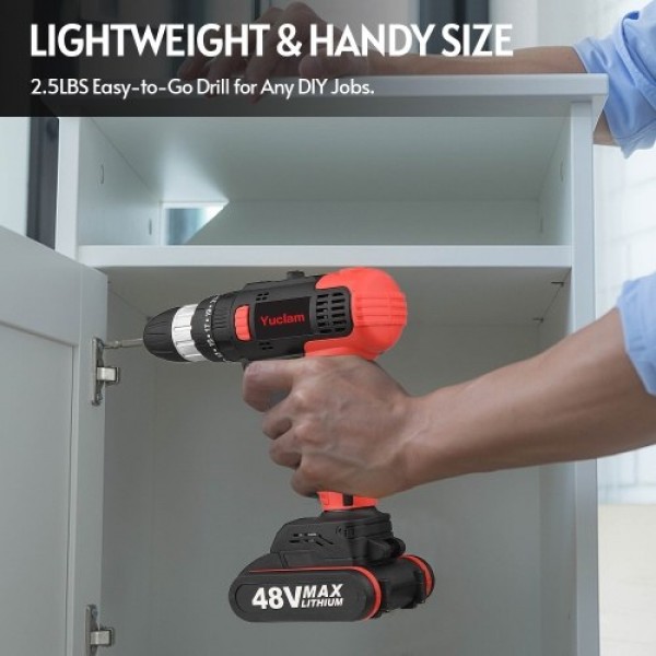 Cordless Screwdriver Yuclam Electric Screwdriver Two-Speed Brushless Impact Drill with LED Light 25 + 1 Torque Flexible Shaft 3/