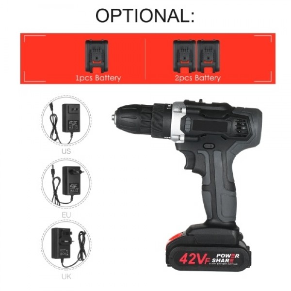 21V Cordless Drill Dirve Kit 2 Speed All Copper Cordless Power Drill with 2x1.5Ah Batteries Fast Charger 15+1 Torque Setting Max