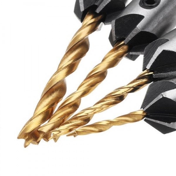 7Pcs Countersink Drill Bits Set with Chamfering Combination Pedestal Hex Key Wrench for Woodworking Carpentry Bit