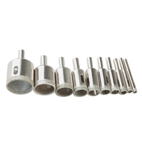 Diamond Drill Bit Set 10Pcs Hole Saw 6-32mm for Di...
