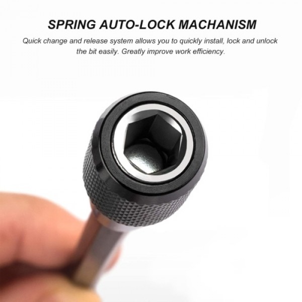1/4 Hex Shank Quick Release Electric Drill Auto Lock Screwdriver Bit Holder 60mm Quick Change Shank Tool for Screws Nuts Drill D
