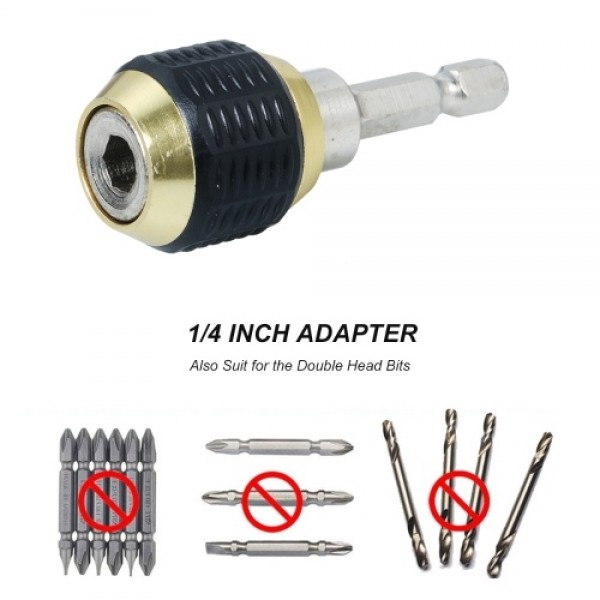 1/4 Hex Shank Quick Release Electric Drill Auto Lock Screwdriver Bit Holder 60mm Quick Change Shank Tool for Screws Nuts Drill D