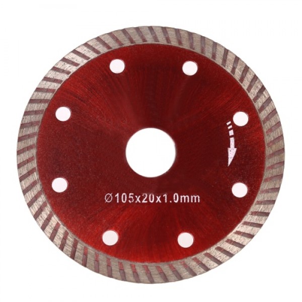 105*1.0*20mm Diamond Cutting Disc Saw Blade Continuous Turbo Diamond Blade with 8 Cooling Holes 20mm Inner Diameter Ceramic Inci
