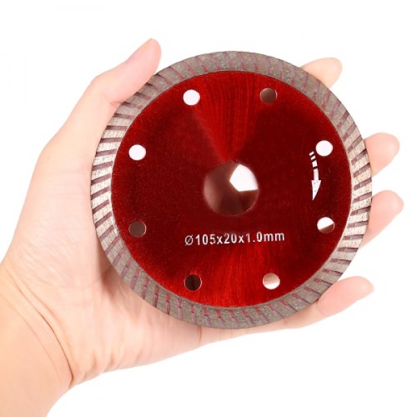 105*1.0*20mm Diamond Cutting Disc Saw Blade Continuous Turbo Diamond Blade with 8 Cooling Holes 20mm Inner Diameter Ceramic Inci