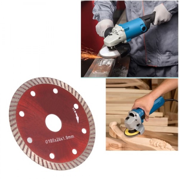 105*1.0*20mm Diamond Cutting Disc Saw Blade Continuous Turbo Diamond Blade with 8 Cooling Holes 20mm Inner Diameter Ceramic Inci
