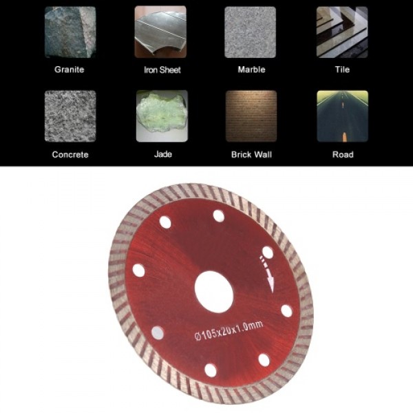 105*1.0*20mm Diamond Cutting Disc Saw Blade Continuous Turbo Diamond Blade with 8 Cooling Holes 20mm Inner Diameter Ceramic Inci