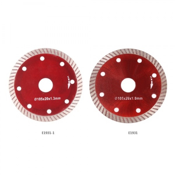 105*1.0*20mm Diamond Cutting Disc Saw Blade Continuous Turbo Diamond Blade with 8 Cooling Holes 20mm Inner Diameter Ceramic Inci