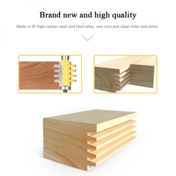 1/2" Shank Reversible Finger Glue Joint Router Bit Cone Tenon Woodwork Cutter Power Tool Wood Milling Chisel Cutter for Woodwork