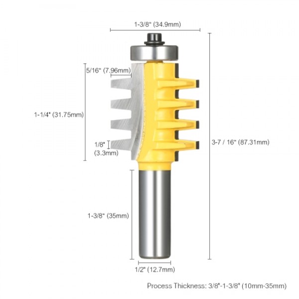 1/2" Shank Reversible Finger Glue Joint Router Bit Cone Tenon Woodwork Cutter Power Tool Wood Milling Chisel Cutter for Woodwork