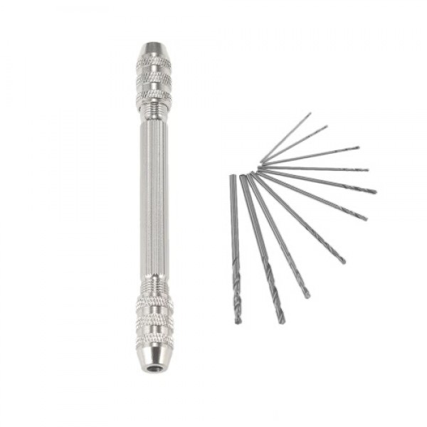Professional Mini Hand Drill Set with 10pcs High-speed Steel Twist Drill Bit Set High Quality Drill Bit Holder Double Chuck Hand