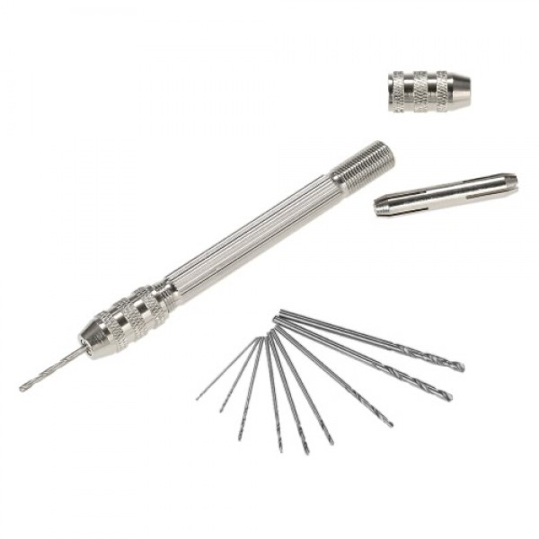 Professional Mini Hand Drill Set with 10pcs High-speed Steel Twist Drill Bit Set High Quality Drill Bit Holder Double Chuck Hand