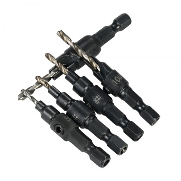 5pcs HSS Countersink Drill Cone Bit Set 1/4" Hex Shank Quick Change Taper Drill for Woodworking Screw Carpentry Reamer Chamfer M