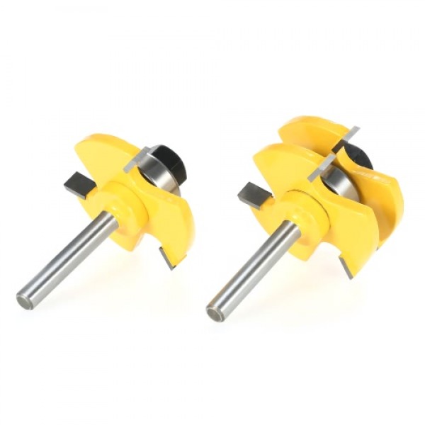 2PCS 3/4" Stock 1/4" Shank Tongue &amp; Groove Router Bit Set 3 Teeth T-shape Wood Milling Cutter For Woodworking Tools