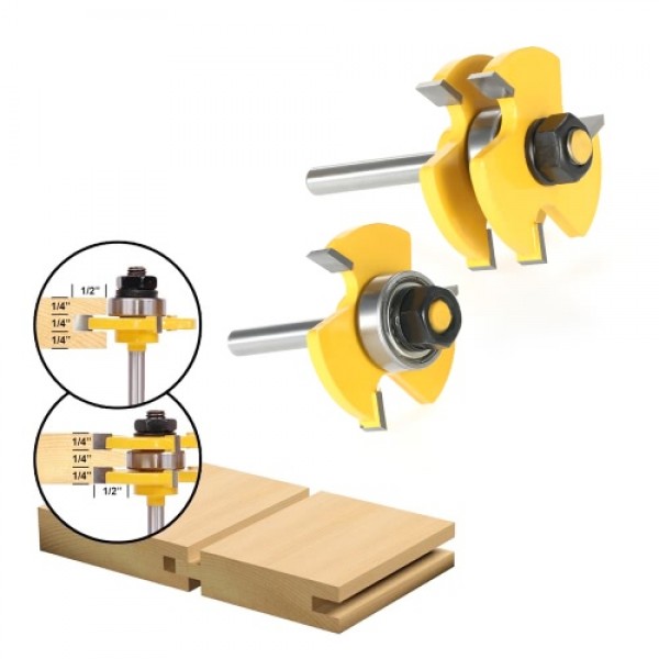 2PCS 3/4" Stock 1/4" Shank Tongue &a...