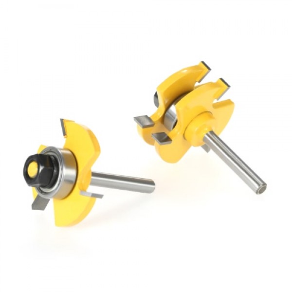 2PCS 3/4" Stock 1/4" Shank Tongue &amp; Groove Router Bit Set 3 Teeth T-shape Wood Milling Cutter For Woodworking Tools