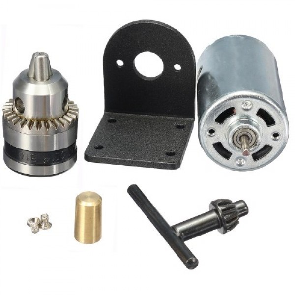 DC 12V-36V Lathe Press 555 Motor with Miniature Hand Drill Chuck and Mounting Bracket DIY Tool Set
