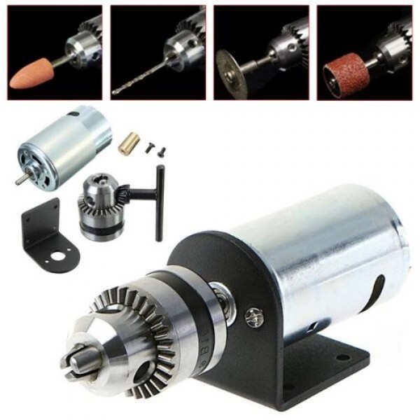 DC 12V-36V Lathe Press 555 Motor with Miniature Hand Drill Chuck and Mounting Bracket DIY Tool Set