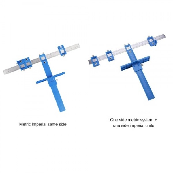 Woodworking Drilling Dowelling Hole Saw Adjustable Drill Locator Guide Tool (One side metric system + one side imperial units)
