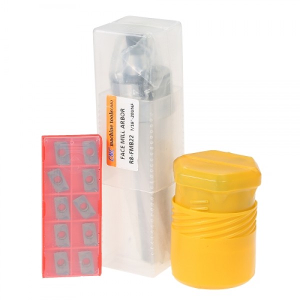 2" R8-FMB22 Shank Face Shell Mill Arbor + 400R 50MM CNC End Milling Cutter + 10pcs/box APMT1604 Carbide Inserts + T15 Wrench CNC