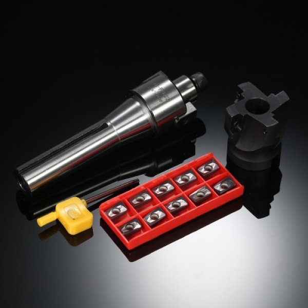 2" R8-FMB22 Shank Face Shell Mill Arbor + 400R 50MM CNC End Milling Cutter + 10pcs/box APMT1604 Carbide Inserts + T15 Wrench CNC