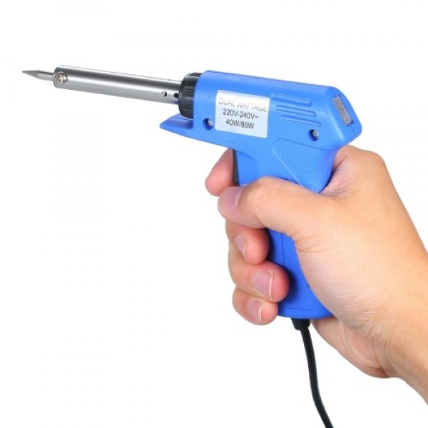 Double Power Electric Soldering Iron Gun type Electric Soldering Iron Power Adjustable Soldering Iron Gun Blue 40W/80W Adjustabl