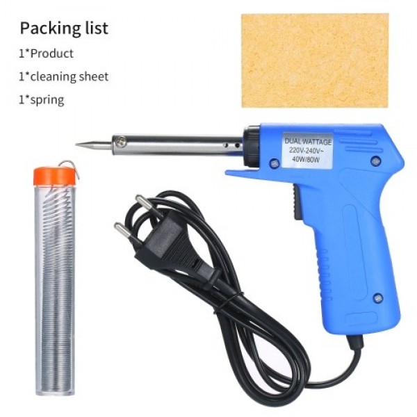Double Power Electric Soldering Iron Gun type Electric Soldering Iron Power Adjustable Soldering Iron Gun Blue 40W/80W Adjustabl