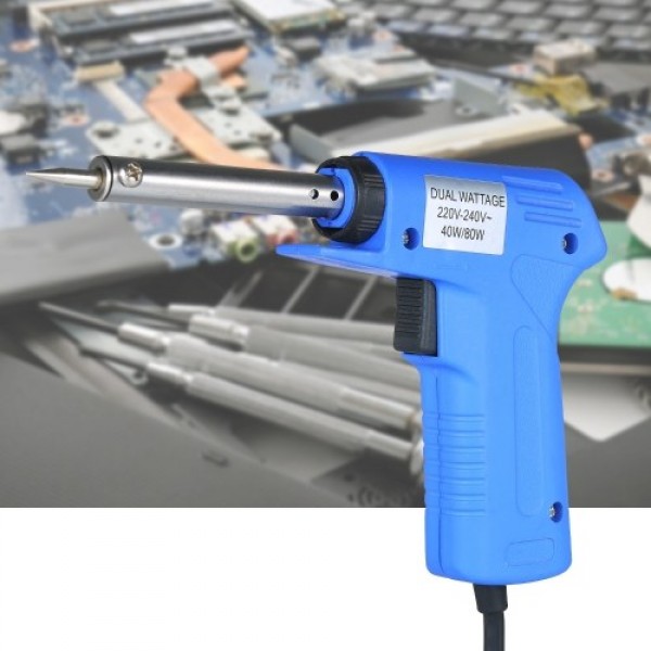 Double Power Electric Soldering Iron Gun type Electric Soldering Iron Power Adjustable Soldering Iron Gun Blue 40W/80W Adjustabl