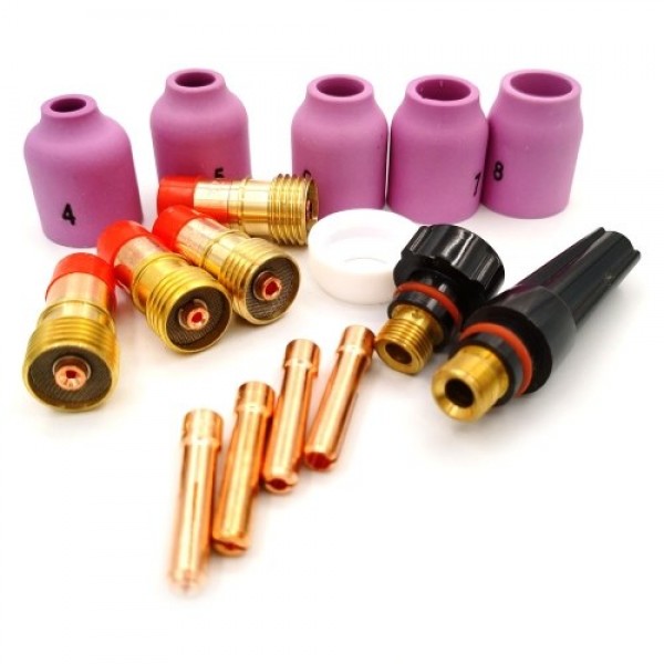 16PCS TIG Weldings Torch Nozzle Rings Cover TIG Weldings Torch Stubby Gases Lens Kit Suitable for WP17/18/26