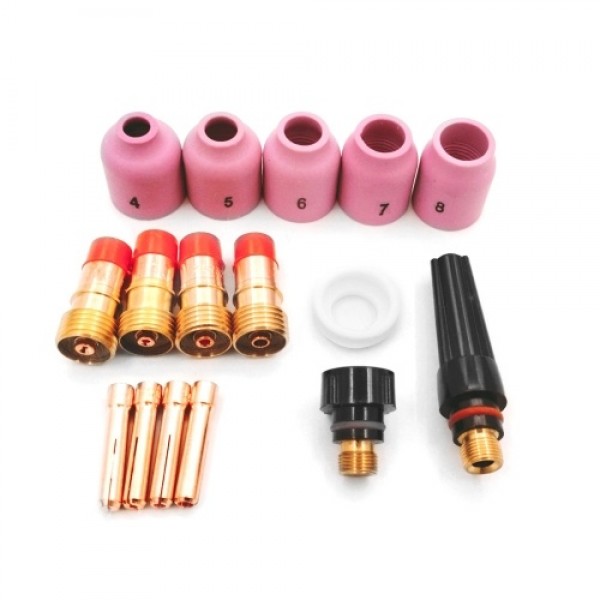 16PCS TIG Weldings Torch Nozzle Rings Cover TIG Weldings Torch Stubby Gases Lens Kit Suitable for WP17/18/26
