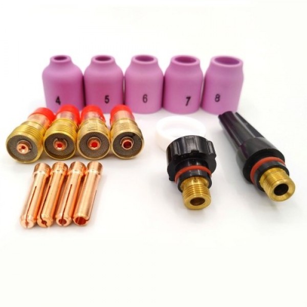 16PCS TIG Weldings Torch Nozzle Rings Cover TIG Weldings Torch Stubby Gases Lens Kit Suitable for WP17/18/26