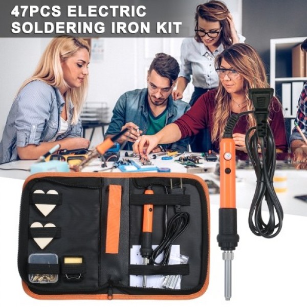 Electric Soldering Iron Kit Welding Iron Adjustable Temperature 200~450°C with 3pcs Solder Iron Tips Portable Zipper Carry Bag