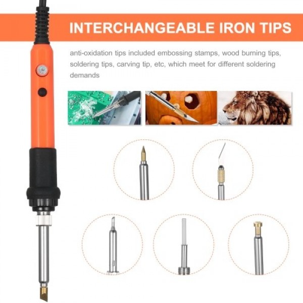 Electric Soldering Iron Kit Welding Iron Adjustable Temperature 200~450°C with 3pcs Solder Iron Tips Portable Zipper Carry Bag