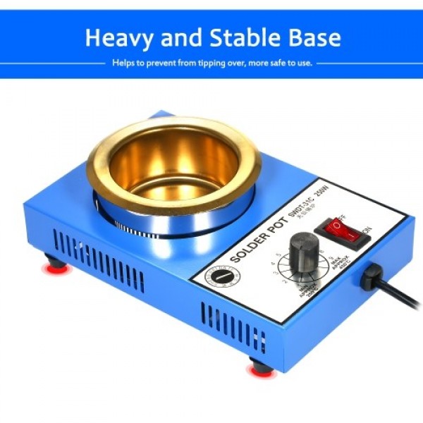250W 220V 80mm 800g Mini Lead Free Soldering Pot Titanium Coating Stainless Steel Solder Pot Compact Temperature Adjustable