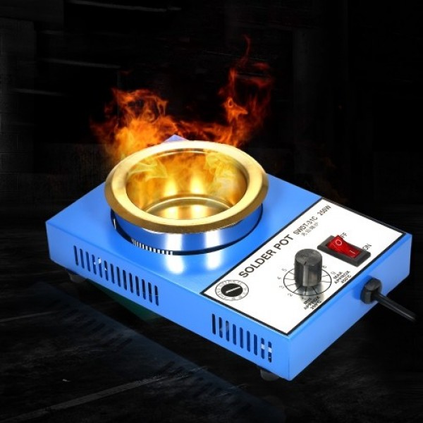 250W 220V 80mm 800g Mini Lead Free Soldering Pot Titanium Coating Stainless Steel Solder Pot Compact Temperature Adjustable