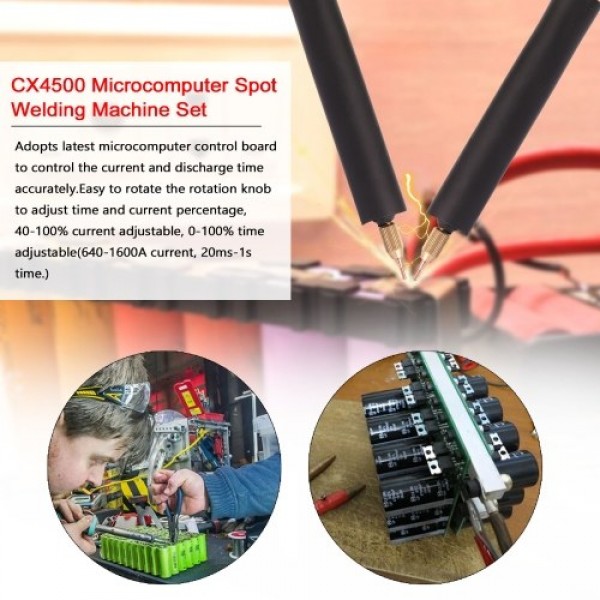 CX4500 Microcomputer Spot Welding Machine Set 20ms-1s Time Adjustable 640-1600A Current Adjustment for 0.25mm Nickel-clad Steel 