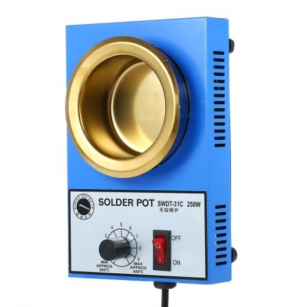 250W 220V 80mm 800g Mini Lead Free Soldering Pot Titanium Coating Stainless Steel Solder Pot Compact Temperature Adjustable
