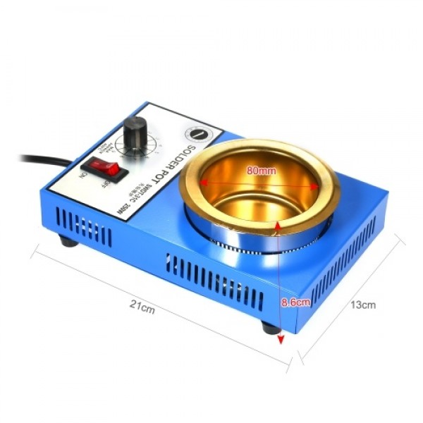 250W 220V 80mm 800g Mini Lead Free Soldering Pot Titanium Coating Stainless Steel Solder Pot Compact Temperature Adjustable