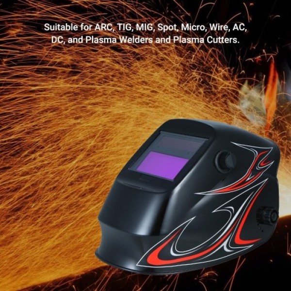Welding Helmet Solar Powered Auto Darkening Protective Helmet Shield with Variable Shade from DIN9 to DIN13 Suitable for ARC TIG