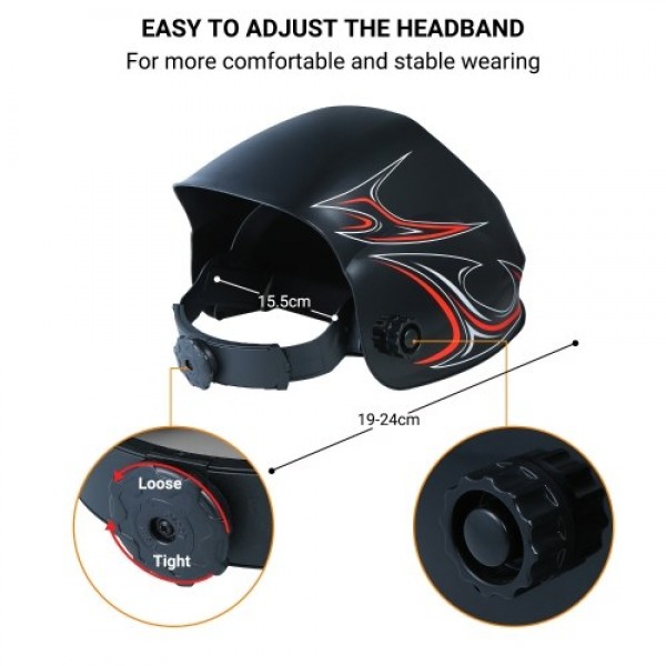 Welding Helmet Solar Powered Auto Darkening Protective Helmet Shield with Variable Shade from DIN9 to DIN13 Suitable for ARC TIG