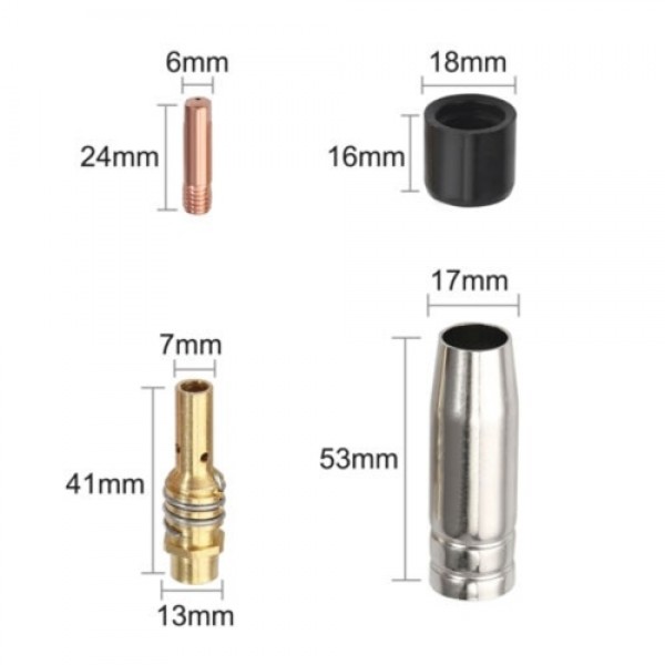 19Pcs MIG/MAG Welding Contact Tips 0.8mm M6 Gas Nozzle Tips Holder Replacement for Binzel 15AK Torch Welding