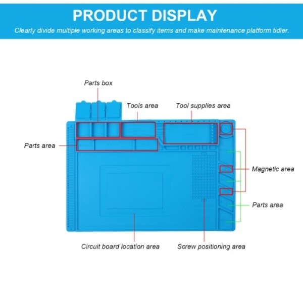 450×300MM Silicone Pad Magnetic Maintenance Mat Antistatic Maintenance Platform Heat Insulation Pad PCB Welding Working Pad for 